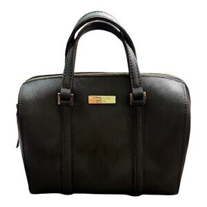 KATE SPADE Saffiano Leather Boston Handbag Black Dual Top Handle Zip Purse EUC